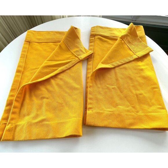 Vintage 70s Sears curtains, boho ribbed bright yellow short panels, pair - Picture 8 of 10
